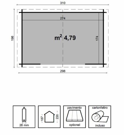 CASETTE IN ABETE GREZZO CASETTA AMBRA CM 300X200 - immagine 4
