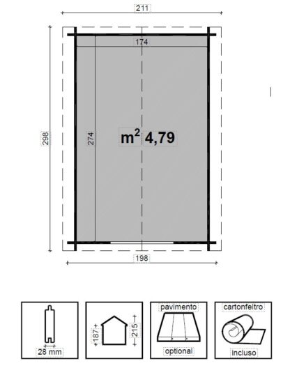 CASETTE IN ABETE GREZZO CASETTA AGNESE CM 200X300 - immagine 3