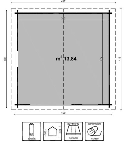 CASETTE IN ABETE GREZZO CASETTA VALENCIA CM 400X400 - immagine 2