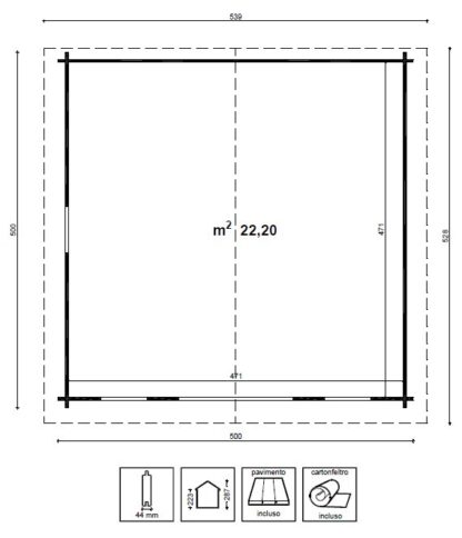 CASETTE IN ABETE GREZZO CASETTA LAVINIA CM 500X500 - immagine 2