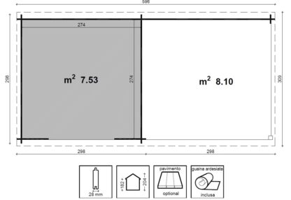 CASETTE IN ABETE GREZZO CASETTA LIVIA CM 300X300 - immagine 2