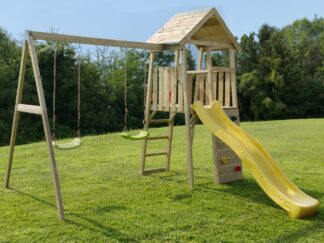 GIOCHI BAMBINI CASETTA KICCA CON ALTALENA DOPPIA