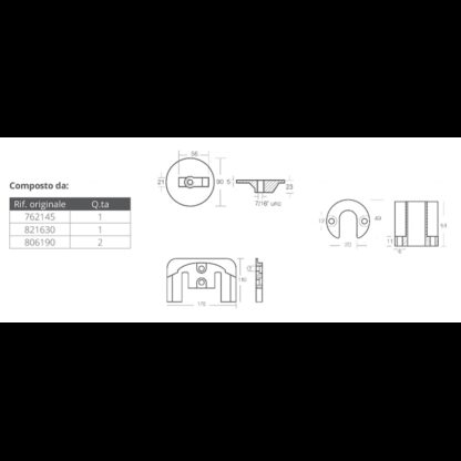 TECNOSEAL KIT Anodi Alluminio KIT ALLUM. MERCRUISER BRAVO II-III - immagine 2