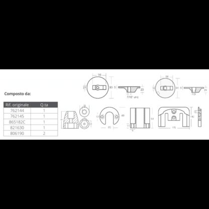 TECNOSEAL KIT Anodi Alluminio KIT ALLUMINIO MERCRUISER BRAVO III - immagine 2