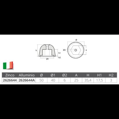 TECNOSEAL Ogive Maxpower, Lewmar, Sleipner,JP OGIVA SIDE POWER-SLEIPNER ALLUMINIO - immagine 2