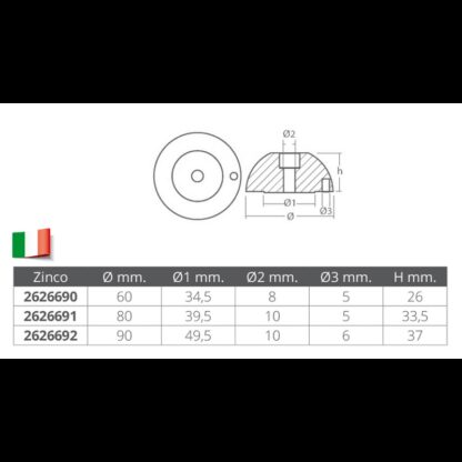 ENRICO POLIPODIO Ogive Maxpower, Lewmar, Sleipner,JP OGIVA J-PROP Ø MM.60 - immagine 3