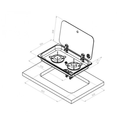 NAVYLOAD Fornelli, Piani Cottura Navy Load PIANOCOTTURA INCASSO 2F + COPERCHIO - immagine 2