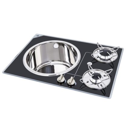 NAVYLOAD Fornelli, Piani Cottura Navy Load PIANOCOTTURA VETRO 2 FUOC + LAVELLO
