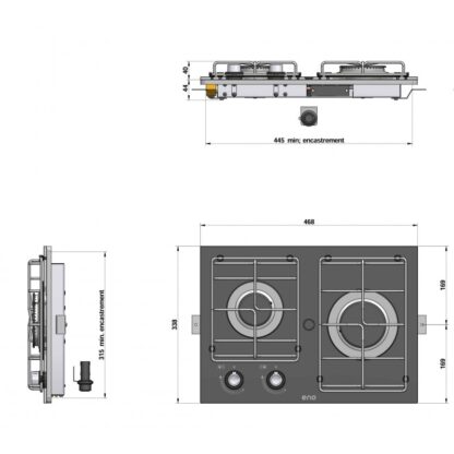ENO Barbecue,Cucine, Piani Cottura ENO KIT FLANGIA MASTERGLASS 2 FUOCHI - immagine 2