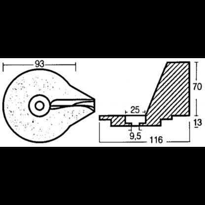 TECNOSEAL Anodi Mercury - Mercruiser PINNA IN ALLUMINIO - immagine 2