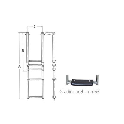Scalette Telescopiche SCALETTA INOX 316 TELESCOPICA 3GR. - immagine 3