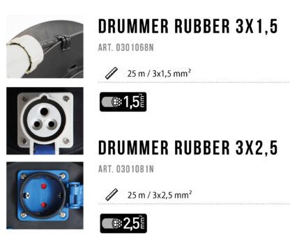 Avvolgicavo Drummer Rubber Brunner ADATTATORI E PROLUNGHE - immagine 2