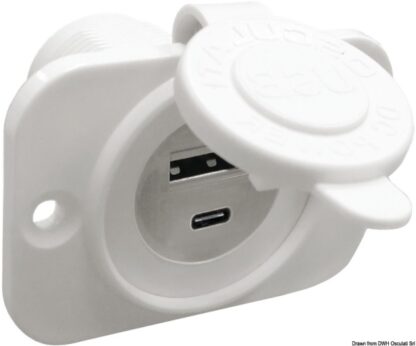 Presa incasso doppia USB Type-A + Type-C bianca 14.516.15 Osculati
