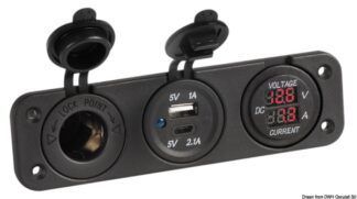 Voltmetro/Amperometro digitale 12V e USB-A + USB-C 14.517.29 Osculati