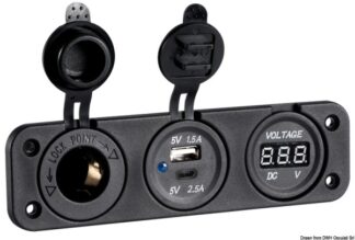 Voltmetro digitale e presa corrente USB doppia A+C 14.517.53 Osculati