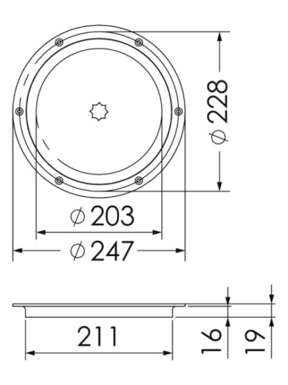 Botola ispezione AISI 316 passaggio 203 mm 20.100.50 Osculati