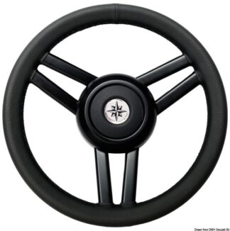 Volante Ghost 3 razze Ø mm 350 pelle nera 45.155.01 Osculati