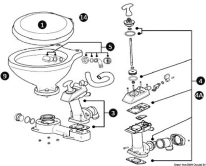 Kit cerniere asse WC legno 50.207.49 Osculati
