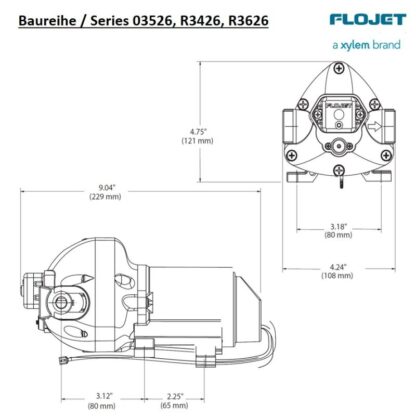 FLOJET Pompe, Autoclavi Jabsco, Flojet TRIPLEX 2,9 24V 25PSI - immagine 2