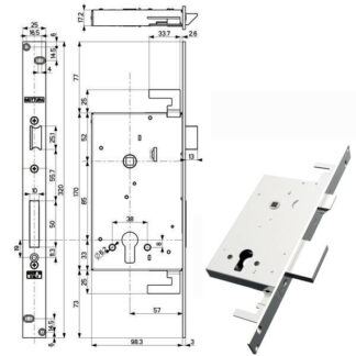 SERRATURA INFILARE FERRO TRIPLICE    89B85 MOTTURA 89B850W000 MOTTURA SERR.ALL/FERRO INF.  S MOTTURA