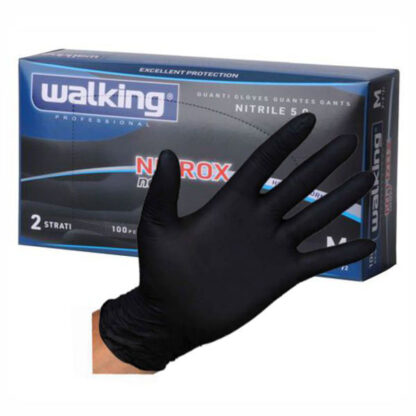 GUANTI NITRILE NITROX NERO M        Pz 100 WALKING 010266 GUANTI LAVORO                F MACHIERALDO