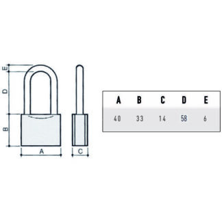 LUCCHETTO OTTONE mm 40 ARCO INOX LUNG.2700M POTENT 2780MB POTENT LUCCHETTI             S POTENT