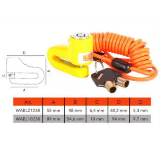 LUCCHETTO MOTO BLOCCADISCO mm 5,3       WABL WALLY WABL21238 CATENE E LUCCHETTI ANTIFURTO S WALLY