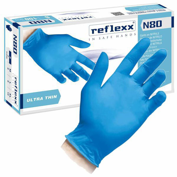 GUANTI NITRILE N80B POWDER FREE M Pz 100 REFLEXX N80B/M GUANTI LAVORO F REFLEXX
