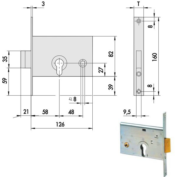 SERRATURA INFILARE FASCE ALL 44145-60-0 CISA 44145.60.0 CISA SERR.ALL/FERRO INFILARE S CISA