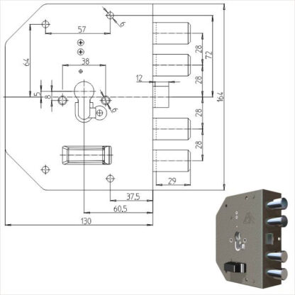 SERRATURA SIC.SEMPLICE SX CIL.           2050PE CR 2050G-51 CR SERR.LEGNO APPLICARE      S CR