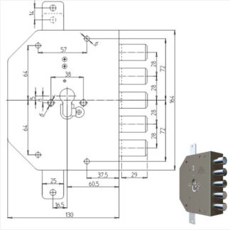 SERRATURA SIC.TRIPLICE DX CIL.           2200PE CR 2200G-01 CR SERR.LEGNO APPLICARE      S CR
