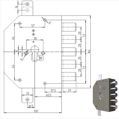 SERRATURA SIC.TRIPLICE SX CIL.           2200PE CR 2200G-51 CR SERR.LEGNO APPLICARE      S CR