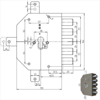 SERRATURA SIC.QUINTUPLICE DX CIL.        2300PE CR 2300G-01 CR SERR.LEGNO APPLICARE      S CR