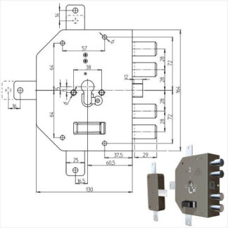 SERRATURA SIC.QUINTUPLICE DX CIL.        2350PE CR 2350G-01 CR SERR.LEGNO APPLICARE      S CR