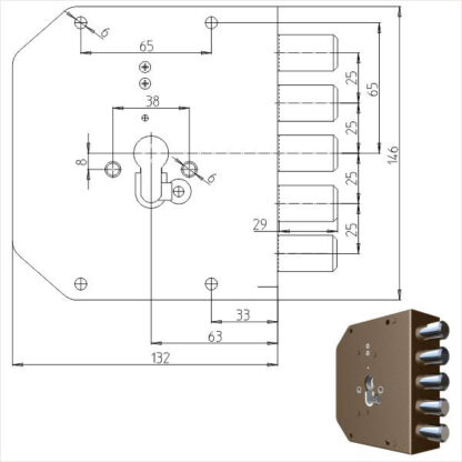 SERRATURA SIC.SEMPLICE SX CIL.        2000PE MC CR 2000G-51MC CR SERR.LEGNO APPLICARE      S CR