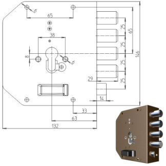 SERRATURA SIC.SEMPLICE SX CIL.        2050PE MC CR 2050G-51MC CR SERR.LEGNO APPLICARE      S CR