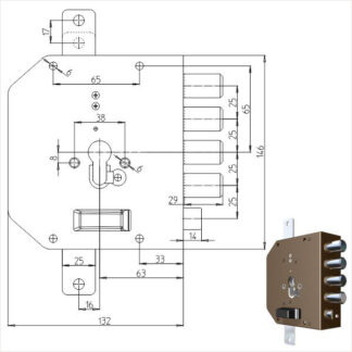 SERRATURA SIC.TRIPLICE DX CIL.        2250PE MC CR 2250G-01MC CR SERR.LEGNO APPLICARE      S CR