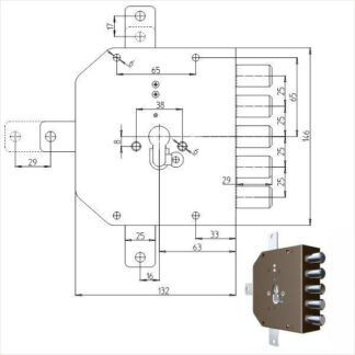 SERRATURA SIC.QUINTUPLICE DX CIL.     2300PE MC CR 2300G-01MC CR SERR.LEGNO APPLICARE      S CR