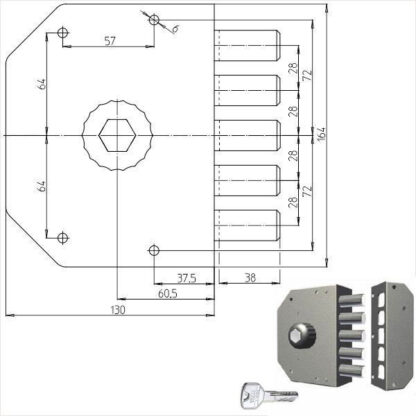 SERRATURA SIC.SEMPLICE SX POMPA           3000P CR 3000P-51NT200/29 CR SERR.LEGNO APPLICARE      S CR