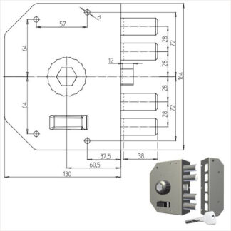 SERRATURA SIC.SEMPLICE DX POMPA           3050P CR 3050P-01NT200/29 CR SERR.LEGNO APPLICARE      S CR