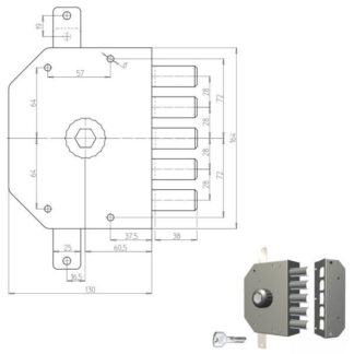 SERRATURA SIC.TRIPLICE SX POMPA           3200P CR 3200P-51NT200/29 CR SERR.LEGNO APPLICARE      S CR