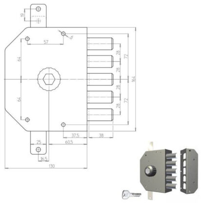 SERRATURA SIC.TRIPLICE SX POMPA           3200P CR 3200P-51NT200/29 CR SERR.LEGNO APPLICARE      S CR