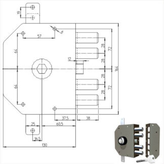 SERRATURA SIC.TRIPLICE DX POMPA           3250P CR 3250P-01NT200/29 CR SERR.LEGNO APPLICARE      S CR