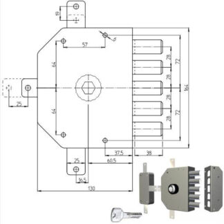 SERRATURA SIC.QUINTUPLICE DX POMPA        3300P CR 3300P-01NT200/29 CR SERR.LEGNO APPLICARE      S CR