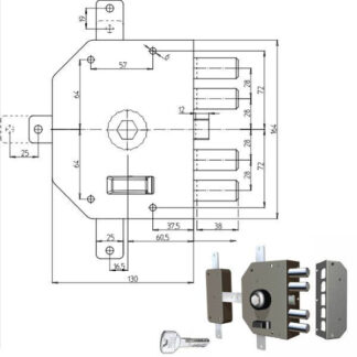 SERRATURA SIC.QUINTUPLICE DX POMPA        3350P CR 3350P-01NT200/29 CR SERR.LEGNO APPLICARE      S CR