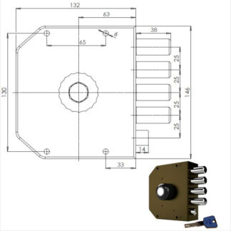 SERRATURA SIC.SEMPLICE DX POMPA         3050 MC CR 3050P-01MCK55/29 CR SERR.LEGNO APPLICARE      S CR