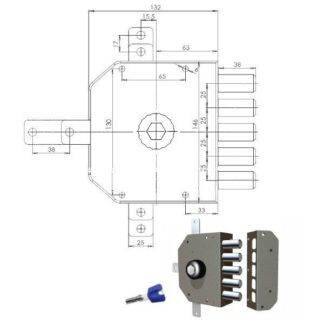 SERRATURA SIC.QUINTUPLICE DX POMPA      3300 MC CR 3300P-01MCK55/29 CR SERR.LEGNO APPLICARE      S CR