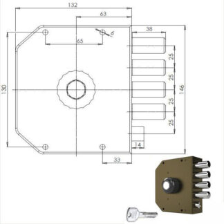 SERRATURA SIC.SEMPLICE DX POMPA         3050 MC CR 3050P01MCT200/29 CR SERR.LEGNO APPLICARE      S CR