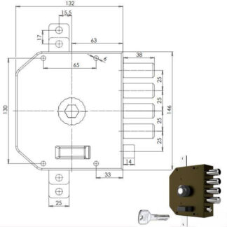 SERRATURA SIC.TRIPLICE DX POMPA         3250 MC CR 3250P01MCT200/29 CR SERR.LEGNO APPLICARE      S CR