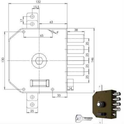 SERRATURA SIC.TRIPLICE SX POMPA         3250 MC CR 3250P51MCT200/29 CR SERR.LEGNO APPLICARE      S CR